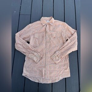 Ryan Michael Shirt Women’s Small Orange Western Pearl Snap Long Sleeve